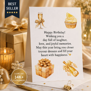 Luxe gouden verjaardagskaart voor haar   Elegante  Briefkaart