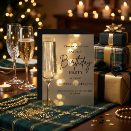 Luxe gouden verjaardagsuitnodiging met lichteffect kaart