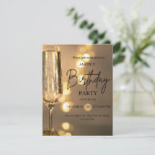 Luxe gouden verjaardagsuitnodiging met lichteffect kaart (Staand voorkant)