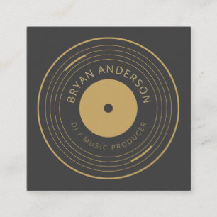 Luxe Gouden Vinylplaat DJ Producent Vierkante Visitekaartje
