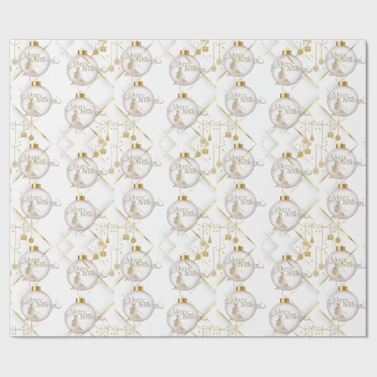 Luxe gouden vrolijk kerstinpakpapier cadeaupapier (Vlak)