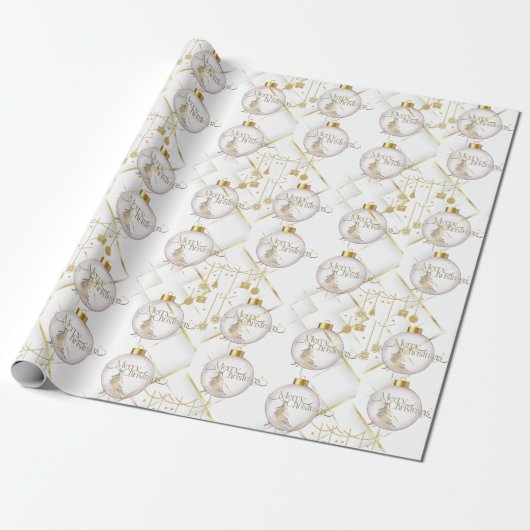 Luxe gouden vrolijk kerstinpakpapier cadeaupapier (Uitgerold)