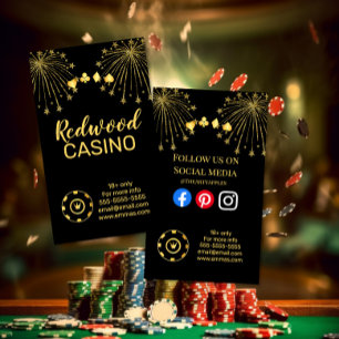 Luxe Gouden Vuurwerk Casino Poker Zakelijk Kaart Visitekaartje