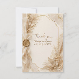 Luxe Gouden Was Bruiloft Pampas Bloemen Bedankkaart