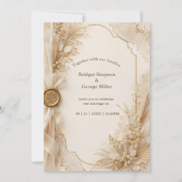 Luxe Gouden Was Bruiloft Pampas Bloemen Kaart
