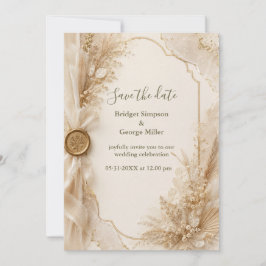 Luxe Gouden Was Bruiloft Pampas Bloemen Kaart