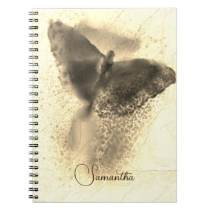 Luxe Gouden Waterverf Vlinder Foto Monogram Notitieboek