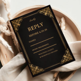 Luxe Gouden Weelderige Elegantie RSVP Kaartje