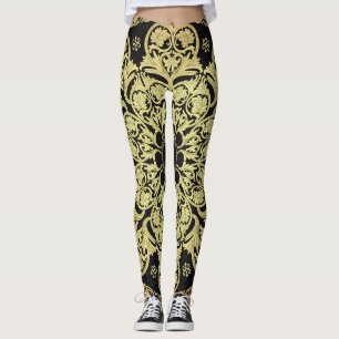 Luxe gouden wervelingen bloemachtergrond leggings