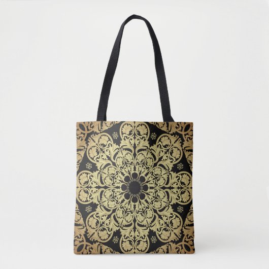 Luxe gouden wervelingen bloemachtergrond tote bag (Voorkant)