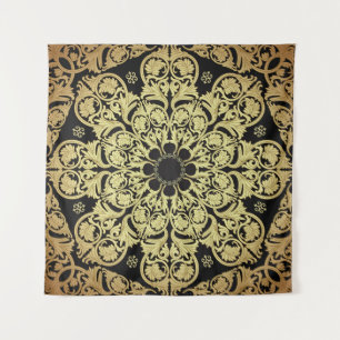 Luxe gouden wervelingen bloemachtergrond wandkleed