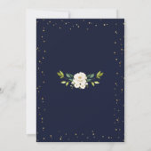 Luxe Gouden Witte Bloemen Navy Blauwe Baby Shower Kaart (Achterkant)