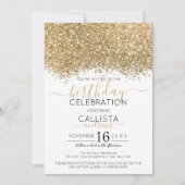 Luxe gouden witte glitter Confetti verjaardag Kaart (Voorkant)