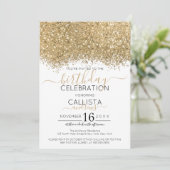 Luxe gouden witte glitter Confetti verjaardag Kaart (Staand voorkant)