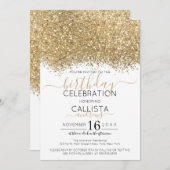 Luxe gouden witte glitter Confetti verjaardag Kaart (Voorkant / Achterkant)