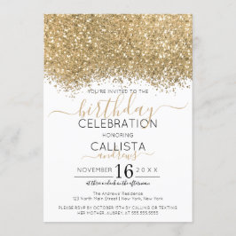 Luxe gouden witte glitter Confetti verjaardag Kaart