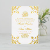 Luxe gouden witte islamitische islamitische bruilo folie uitnodiging (Staand Voorkant)