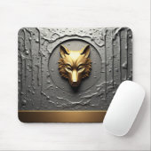 Luxe Gouden Wolfembleem Metaal Stijl 🐺 Muismat (Met muis)