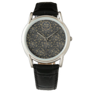 Luxe gouden zakelijk logo elegante marineblauwe ma horloge