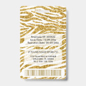 Luxe Gouden Zebra Glitter Print Foto ID Badge (Achterkant)