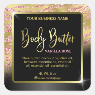 Luxe Gouden Zebra Print Body Butter Labels