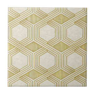 Luxe Gouden Zeshoek Patroon - Marmer Textuur Tegeltje