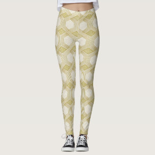 Luxe Gouden Zeshoekpatroon - Marmerstructuur Leggings