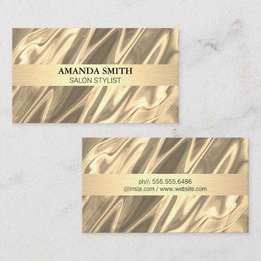 Luxe gouden zijde Stijlvolle achtergrond Visitekaartje (Voorkant / Achterkant)