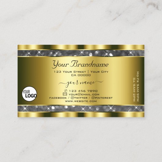 Luxe gouden zilveren glitter sterren toevoegen Log Visitekaartje (Achterkant)