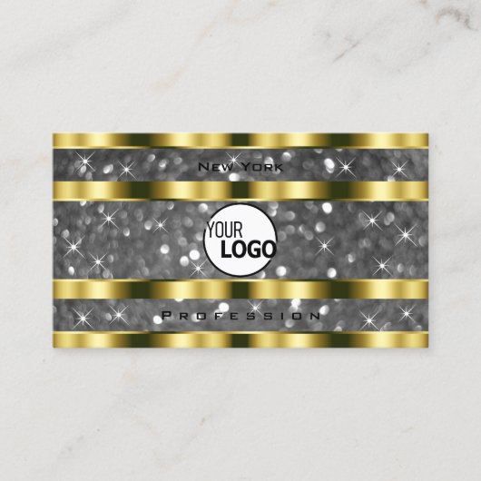 Luxe gouden zilveren glitter sterren toevoegen Log Visitekaartje (Voorkant)