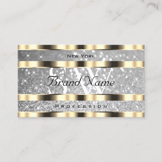 Luxe gouden zilveren glitter sterren vonk Initiale Visitekaartje (Voorkant)