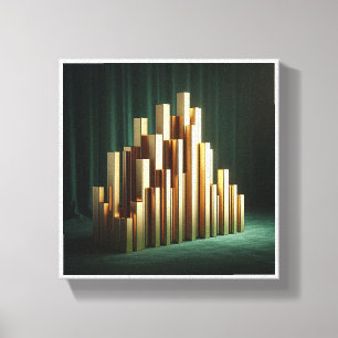 Luxe Gouden Zuilen - Moderne Geometrische Gouden P Canvas Afdruk