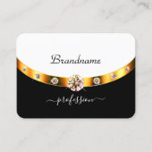 Luxe Gouden Zwart en Witte Initialen Strass Visitekaartje (Voorkant)