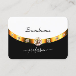 Luxe Gouden Zwart en Witte Initialen Strass Visitekaartje