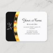 Luxe Gouden Zwart en Witte Initialen Strass Visitekaartje (Achterkant)