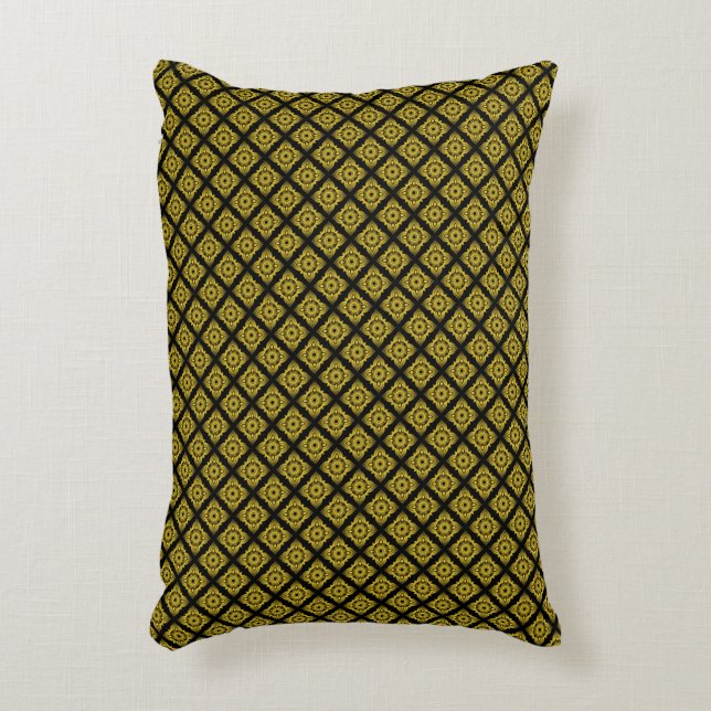 Luxe gouden zwart geometrisch patroon accentkussen accent kussen (Voorkant(Verticaal))