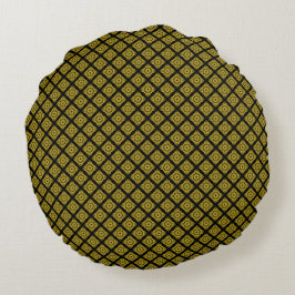 Luxe gouden zwart geometrisch patroon rond kussen