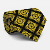 Luxe gouden zwart geometrisch patroon stropdas (Opgerold)