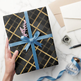 Luxe Gouden Zwarte Diamanten Geometrisch patroon Cadeaupapier