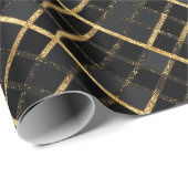 Luxe Gouden Zwarte Diamanten Geometrisch patroon Cadeaupapier (Rol Hoek)