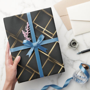 Luxe Gouden Zwarte Diamanten Geometrisch patroon Cadeaupapier