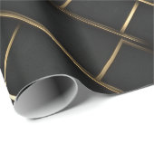 Luxe Gouden Zwarte Diamanten Geometrisch patroon Cadeaupapier (Rol Hoek)
