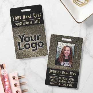 Luxe gouden & zwarte ID-badge-sjabloon Zakelijk  Badge