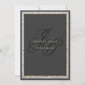 Luxe gouden zwarte monogram initiaal trouwring kaart (Achterkant)