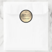 Luxe gouden zwarte-scriptzeekaartje ronde sticker (Tas)