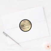 Luxe gouden zwarte-scriptzuskaars, aangepast logo ronde sticker (Envelop)