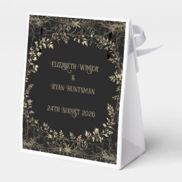 Luxe gouden & zwarte sepia bloemenafwerking bedankdoosjes