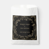 Luxe gouden & zwarte sepia bloemenafwerking bedankzakje (Voorkant)