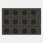 Luxe gouden & zwarte sepia bloemenafwerking inpakpapier vel (Voorkant 3)