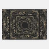 Luxe gouden & zwarte sepia bloemenafwerking inpakpapier vel (Voorkant)